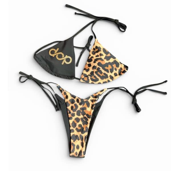 Womens Black Cheetah Bikini