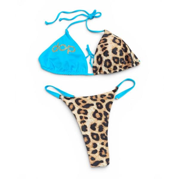 Womens Blue Cheetah Bikini