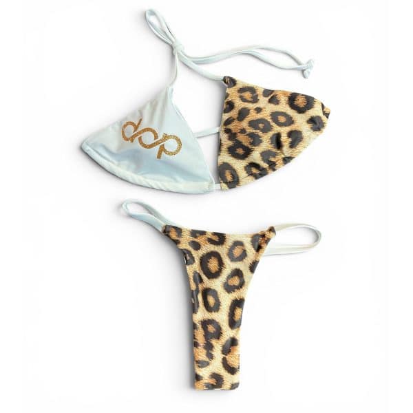 Women's White Cheetah Bikini